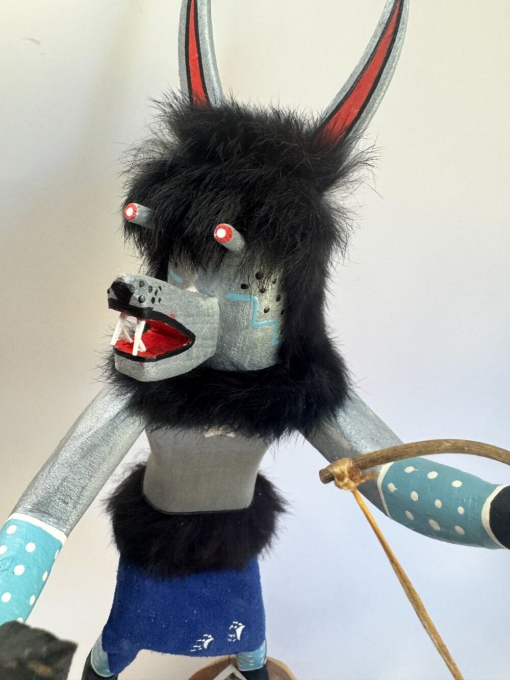 Wolf Navajo Kachina Doll PL Begay 14" Dine Signed Bow Arrow Native American - Picture 4 of 9